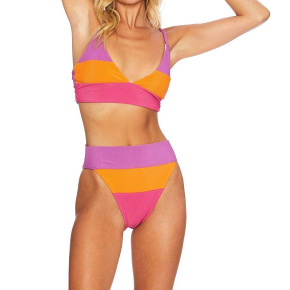 NEW BEACH RIOT alexis bikini bottom in sunset colorblock - Picture 1 of 3